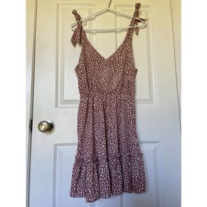 Shein Small Knot Shoulder Ruffle Hem Leopard Dress